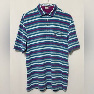 Johnnie-O Hangin Out Pocket Polo Shirt Dalton Stripe Tahiti Men’s Small